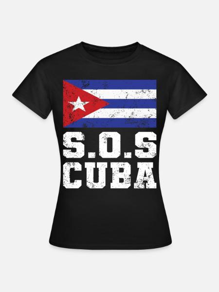 S.O.S Kuba dumny Kubański Kuba SOS Kuba - Dame-T-shirt - sort