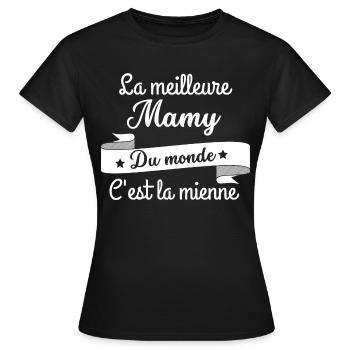 La meilleure mamy du monde c est la mienne - T-shirt Femme - noir - Devant - AI Model Female 172 dark (172cm)