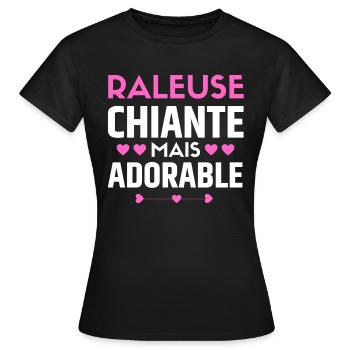 RALEUSE CHIANTE MAIS ADORABLE - T-shirt Femme - noir - Devant - AI Model Female 172 dark (172cm)