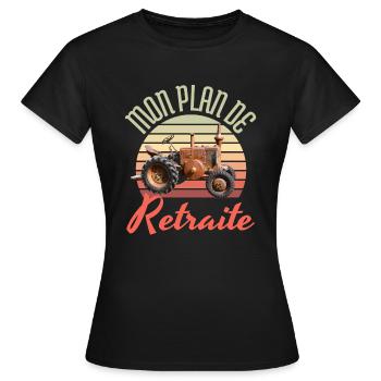 mon plan de retraite - le tracteur - T-shirt Femme - noir - Devant - AI Model Female 172 dark (172cm)