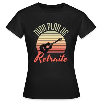 mon plan de retraite la guitare - cadeau guitare - T-shirt Femme - noir - Devant - AI Model Female 172 dark (172cm)