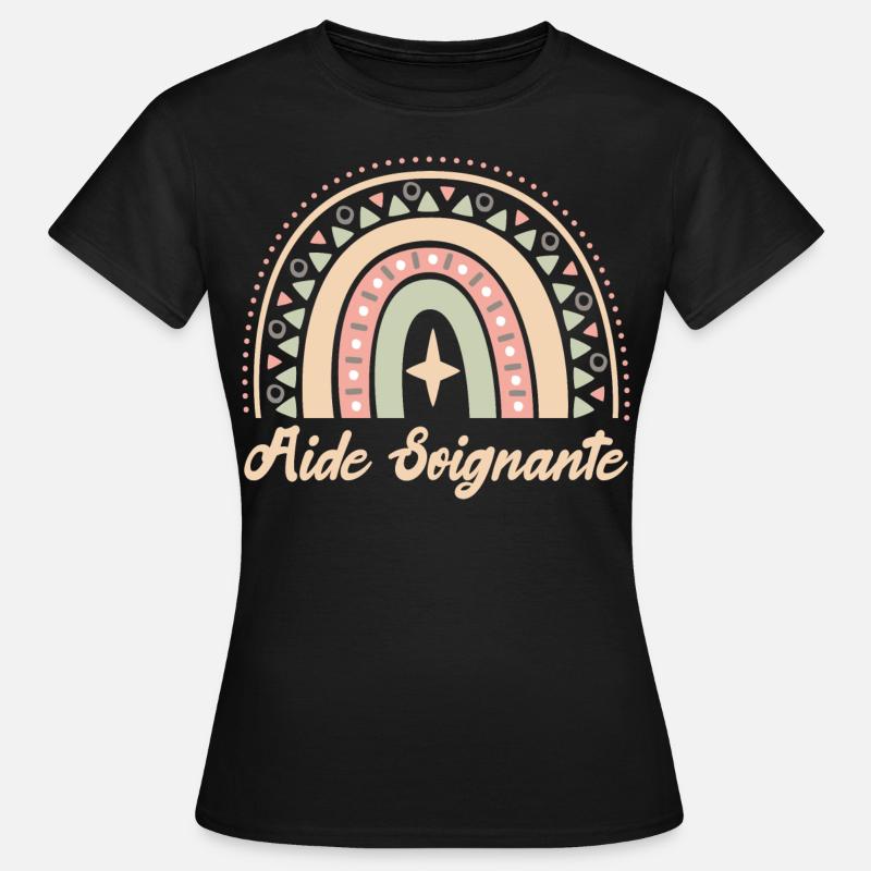 Cadeau Aide Soignante. Boho Rainbow aide soignante - T-shirt Femme - noir