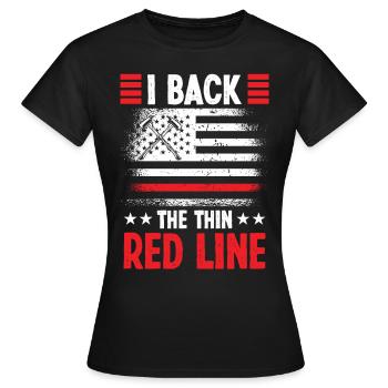 Feuerwehrmann Back Thin Red Line Feuerwehr Brigade - Frauen T-Shirt - Schwarz - Vorne - AI Model Female 172 dark (172cm)