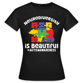 Autisme Neurodiversité Belle sensibilisation à l’autisme - T-shirt Femme - noir - Devant - AI Model Female 172 dark (172cm)