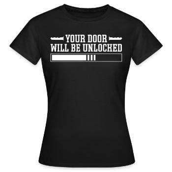 La porte du serrurier sera déverrouillée Serrurier - T-shirt Femme - noir - Devant - AI Model Female 172 dark (172cm)