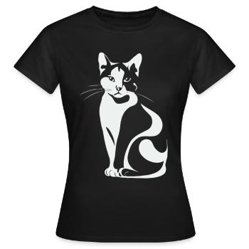 Katze Minimalistisch - Frauen T-Shirt - Schwarz - Vorne - AI Model Female 172 dark (172cm)