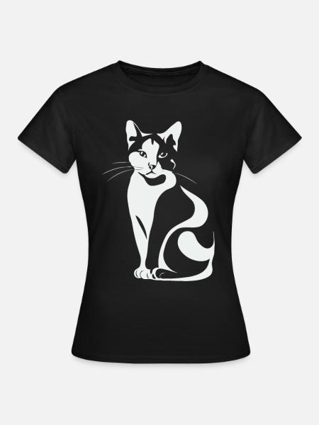 Katze Minimalistisch - Frauen T-Shirt - Schwarz
