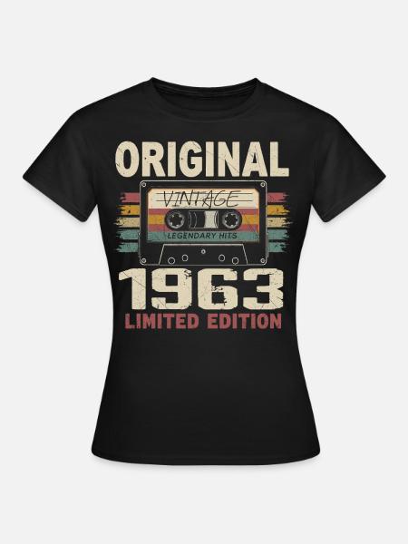 1963 Syntymäpäivälahja 1963 Vintage 1963 Retro - Naisten t-paita - musta