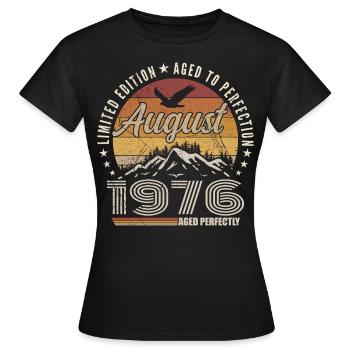 August 1976 Retro-Jubiläum August 1976 August 1976 - Frauen T-Shirt - Schwarz - Vorne - AI Model Female 172 dark (172cm)