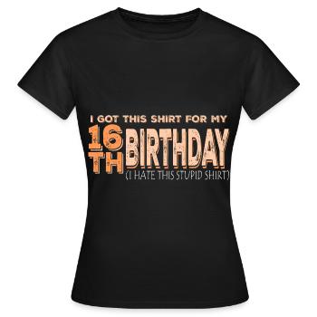 16ème anniversaire 16e bday 16 ans - T-shirt Femme - noir - Devant - AI Model Female 172 dark (172cm)