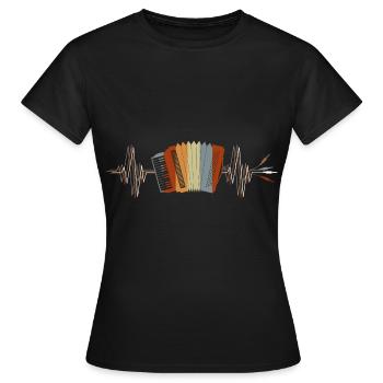 Akkordeon Herzschlag Zieharmonika - Frauen T-Shirt - Schwarz - Vorne - AI Model Female 172 dark (172cm)