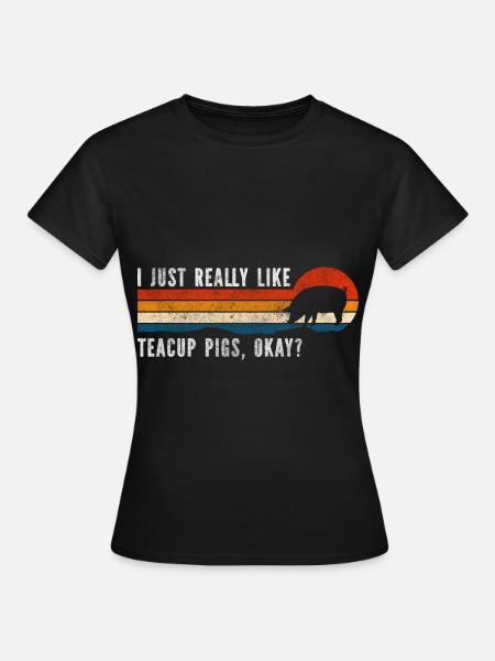 Teacup Ringelschwanz Schwein - Frauen T-Shirt - Schwarz