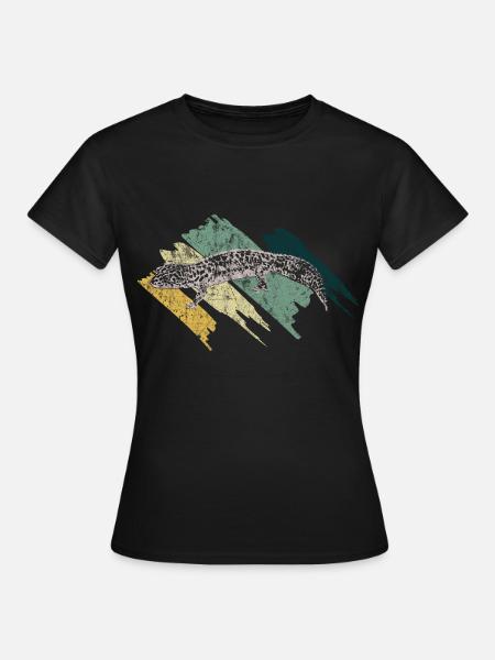 Gecko Echse Tier Geschenkidee - Frauen T-Shirt - Schwarz