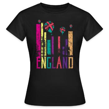 England UK Retro Vintage - Frauen T-Shirt - Schwarz - Vorne - AI Model Female 172 dark (172cm)