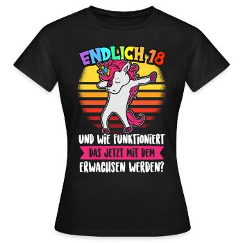18. Geburtstag Mädchen Geschenk Einhorn 18 Jahre - Frauen T-Shirt - Schwarz - Vorne - AI Model Female 172 dark (172cm)
