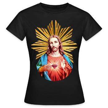Jésus-Christ | Jésus-Christ Noël Halo - T-shirt Femme - noir - Devant - AI Model Female 172 dark (172cm)