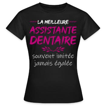 assistante dentaire | cadeau original femme - T-shirt Femme - noir - Devant - AI Model Female 172 dark (172cm)