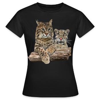 Lynx et léopard nuageux - T-shirt Femme - noir - Devant - AI Model Female 172 dark (172cm)