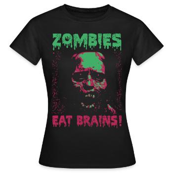Zombies fressen Gehirne - Frauen T-Shirt - Schwarz - Vorne - AI Model Female 172 dark (172cm)