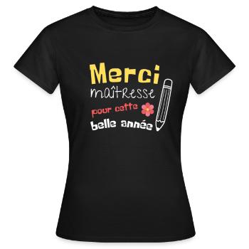 Merci maîtresse - T-shirt Femme - noir - Devant - AI Model Female 172 dark (172cm)