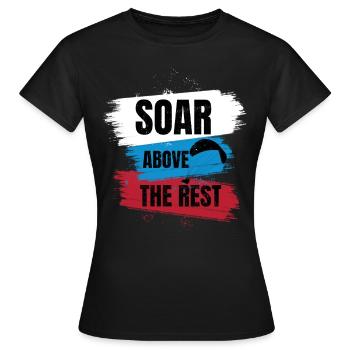 Soar Above the Rest – Paragliding Design - Women's T-Shirt - black - Front - AI Model Female 172 dark (172cm)