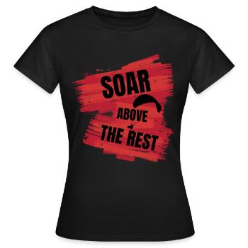 Soar Above the Rest – Paragliding Design - Women's T-Shirt - black - Front - AI Model Female 172 dark (172cm)