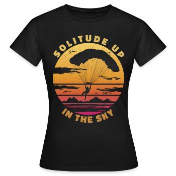 Solitude dans le ciel - Parapente Spruch - T-shirt Femme - noir - Devant - AI Model Female 172 dark (172cm)