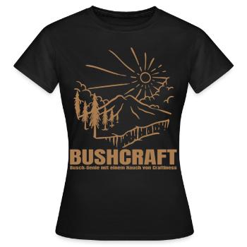 Bushcraft - Busch Genie mit Craftiness - Frauen T-Shirt - Schwarz - Vorne - AI Model Female 172 dark (172cm)