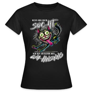 Chat au bord de la folie Style BD - T-shirt Femme - noir - Devant - AI Model Female 172 dark (172cm)