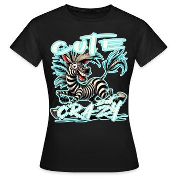 Mignon mais fou zèbre style bande dessinée Motif drôle - T-shirt Femme - noir - Devant - AI Model Female 172 dark (172cm)