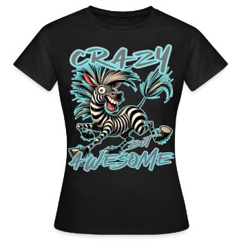 Style de bande dessinée zèbre fou mais génial - T-shirt Femme - noir - Devant - AI Model Female 172 dark (172cm)