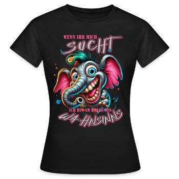 Wenn ihr mich sucht ich bin am Rande des Wahnsinns - Frauen T-Shirt - Schwarz - Vorne - AI Model Female 172 dark (172cm)