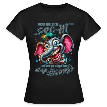 Wenn ihr mich sucht, ich bin am Rande des Wahnsinn - Frauen T-Shirt - Schwarz - Vorne - AI Model Female 172 dark (172cm)
