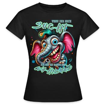 Wenn ihr mich sucht, ich bin am Rande des Wahnsinn - Frauen T-Shirt - Schwarz - Vorne - AI Model Female 172 dark (172cm)