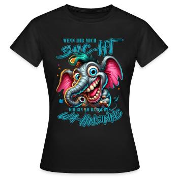 Wenn ihr mich sucht, ich bin am Rande des Wahnsinn - Frauen T-Shirt - Schwarz - Vorne - AI Model Female 172 dark (172cm)