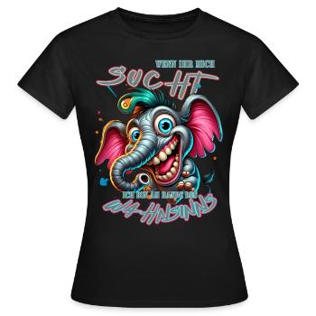 Wenn ihr mich sucht, ich bin am Rande des Wahnsinn - Frauen T-Shirt - Schwarz - Vorne - AI Model Female 172 dark (172cm)