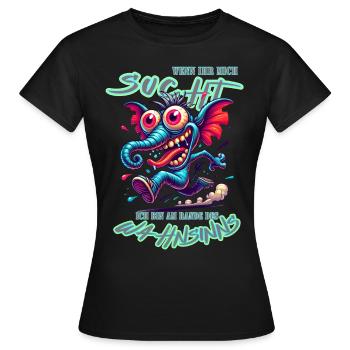 Wenn ihr mich sucht, ich bin am Rande des Wahnsinn - Frauen T-Shirt - Schwarz - Vorne - AI Model Female 172 dark (172cm)