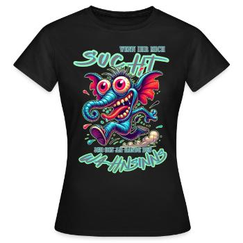 Wenn ihr mich sucht, ich bin am Rande des Wahnsinn - Frauen T-Shirt - Schwarz - Vorne - AI Model Female 172 dark (172cm)