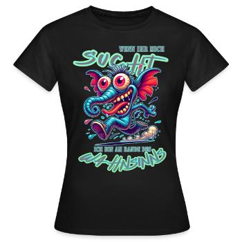 Wenn ihr mich sucht, ich bin am Rande des Wahnsinn - Frauen T-Shirt - Schwarz - Vorne - AI Model Female 172 dark (172cm)