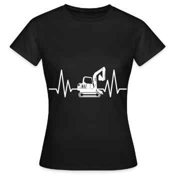 Excavator Operator Machine Operator Heartbeat Excavator - Women's T-Shirt - black - Front - AI Model Female 172 dark (172cm)