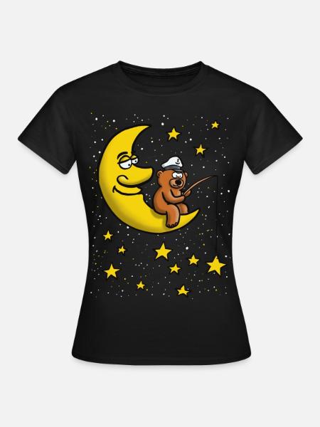 Gute Nacht, Sterne Mond Angel-Bär - Frauen T-Shirt - Schwarz
