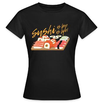 Poisson sushi assiette japonaise vie aime cadeau - T-shirt Femme - noir - Devant - AI Model Female 172 dark (172cm)