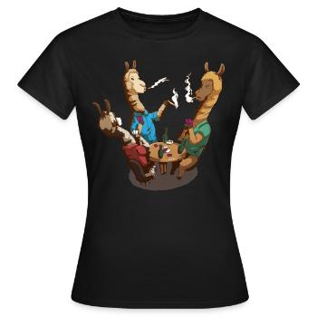 Alpaka Bar Table À Jouer Aux Cartes Fumer Soirée Pour Hommes - T-shirt Femme - noir - Devant - AI Model Female 172 dark (172cm)