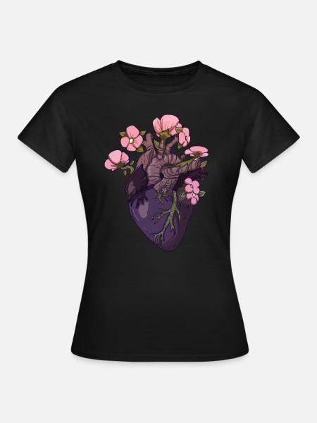 Biologie Anatomisches herz Blumen Pflanzen Life - Frauen T-Shirt - Schwarz