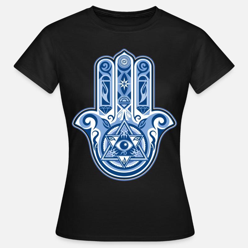 Hamsa Hand Of Fatima, symbol, eye, triangle - Maglietta da donna - nero