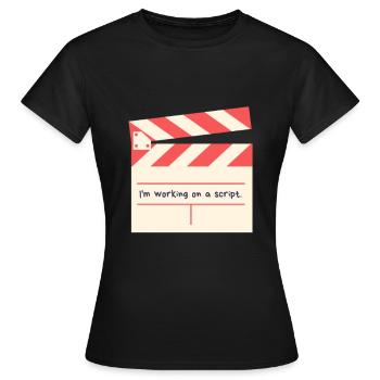 Je travaille sur un script - T-shirt Femme - noir - Devant - AI Model Female 172 dark (172cm)