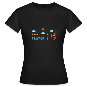 Player 2 | Retrogaming - Frauen T-Shirt - Schwarz - Vorne - AI Model Female 172 dark (172cm)