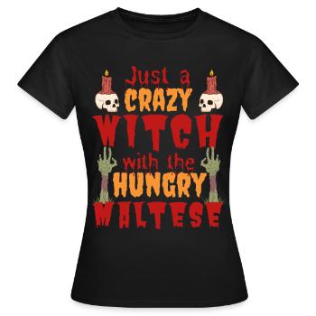 Maltese Halloween Costume Dog Saying - Women's T-Shirt - black - Front - AI Model Female 172 dark (172cm)