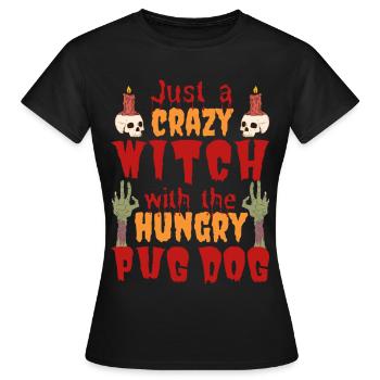 Pug Halloween Costume Dog Saying - Women's T-Shirt - black - Front - AI Model Female 172 dark (172cm)
