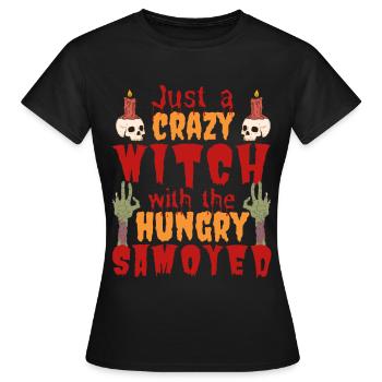 Samoyed Halloween Costume Dog Saying - Women's T-Shirt - black - Front - AI Model Female 172 dark (172cm)